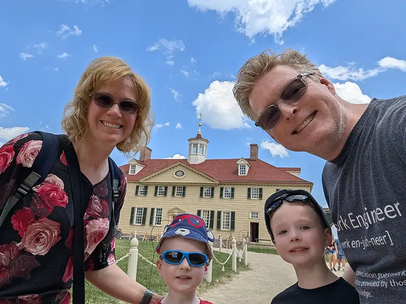 Tim Gabaree with Carrie, Clint, and Finn at Mount Vernon